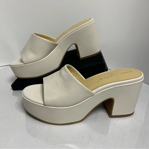 NEW Marc Fisher LTD Platform Mule Slide Ivory Women’s 8.5 - Picture 1 of 16